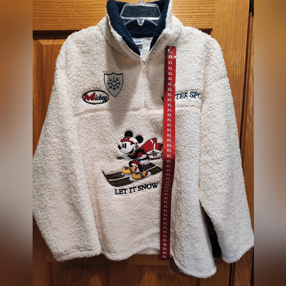 Disney Women's Off White Winter Sherpa Pullover - Quarter-zip-Winter Sports